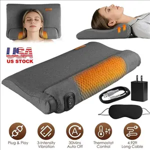 Neck Massager Pillow Ergonomic Memory Foam with 3-Level Heating 3-Intensity Vibration 30Min Timer for Pain Relief USA Stock