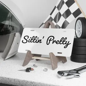 Sittin Pretty License Plate, Script Vanity Car Tag, 12x6 Aluminum Plate for US Vehicles, Cute Car Accessory, Aesthetic Car Gift