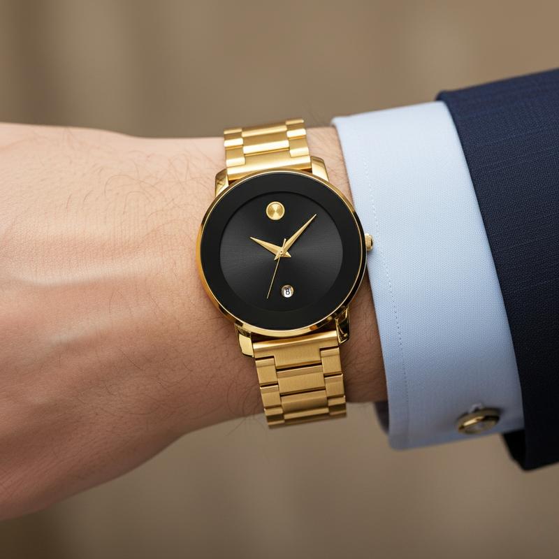 Men's Business Fashion Analog Quartz Watch 41mm Stainless Steel Strap Water Resistant for Party Daily Wear Birthday Christmas Gift with Box