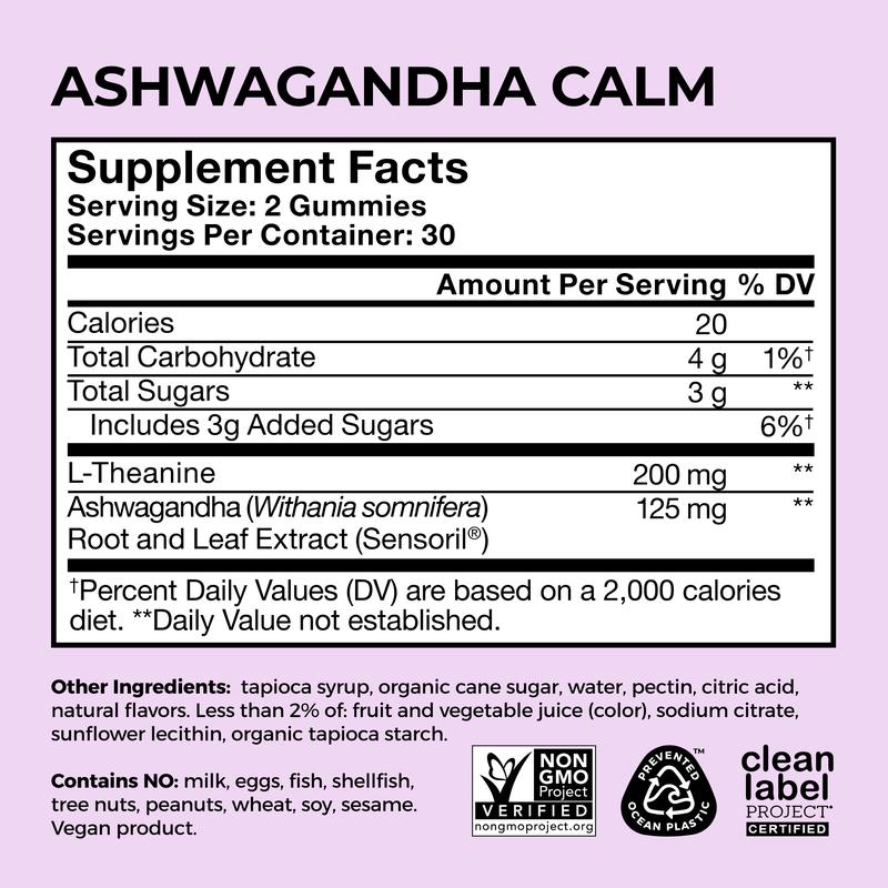 HUM Ashwagandha Calm - L-Theanine and Ashwagandha for Daily Relaxation and Mood Support, Mixed Berry Flavor (60 Count)