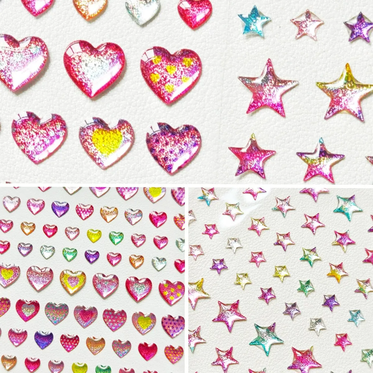 234 Rainbow Star and Heart Stickers, Shiny Gem Stickers for Scrapbooks, Journals, Planners, Tech Decor, Decorative Stickers, DIY Handmade Decoration, Sticker Sheets, Scrapbooking Stickers