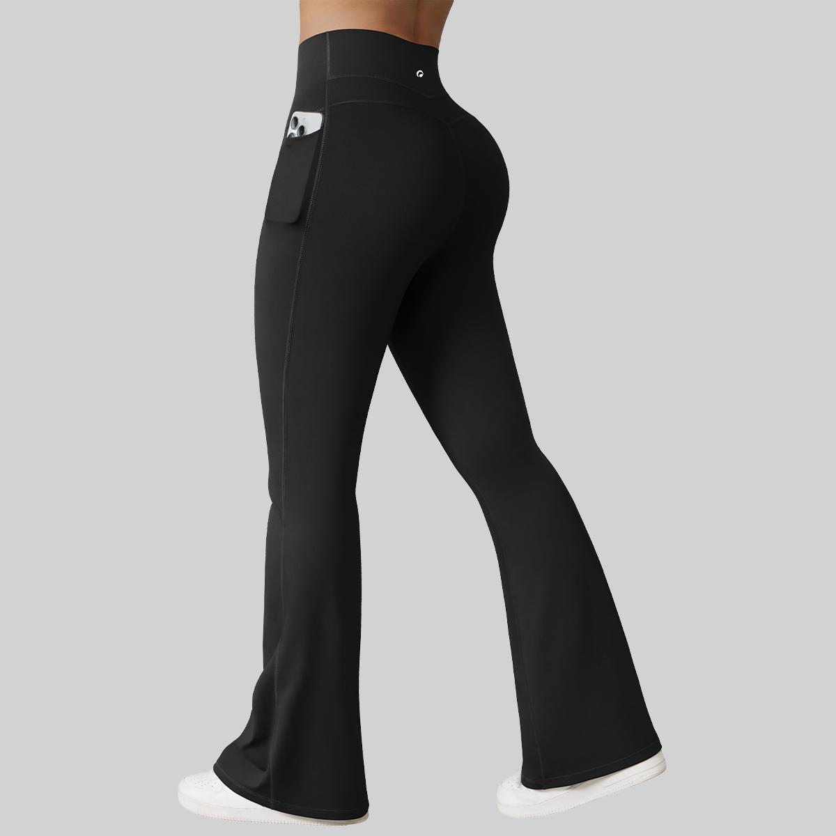 OQQ Women's Crossover High Waist Fit Yoga Pants With Pocket V Back Seam Comfortable For Summer Vacation Travel Outfits Gym Sportswear Bottoms Power Legging SpringStatements