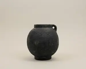 Luna Black Ceramic Abstract Vase (7")