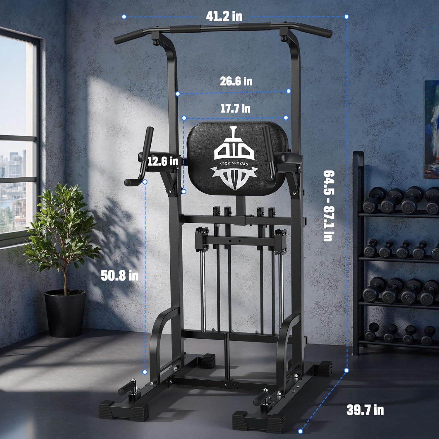 Sportsroyals Power Tower Pull Up Bar Station, 450LBS Stable Pull Up Dip Station for Home Gym Strength Training Equipment #SpringStatements