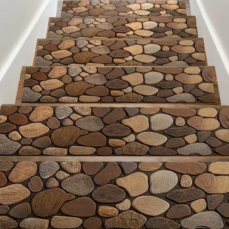 15 Pack Abstract Wave Pattern Thickened Stair Treads, 8 Inches X 30 Inches, Diatom Mud Bottom, Non-Slip Carpet, Indoor Stair Safety Mat, Protect Stairs, Reduce Noise, Safer, Reusable, Suitable for Wooden Floors