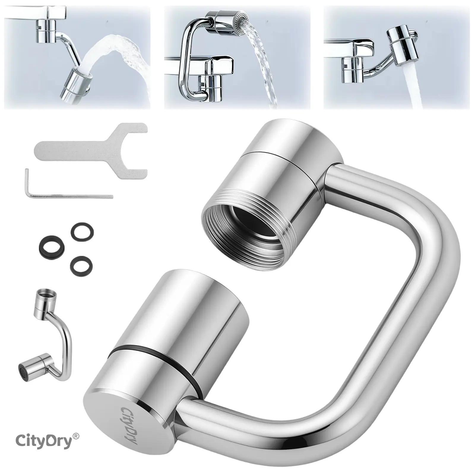 CityDry-Rotatable Faucet Aerator Extension - for Effortless, Upgrade kit compatible with 95% of faucets,All-Angle Control, Rotating Swivel Faucet Aerator Extender, Kitchen Bathroom Sink Faucets Sprayer Attachment with 2 Mode Splash SummerVibes dealsforyou