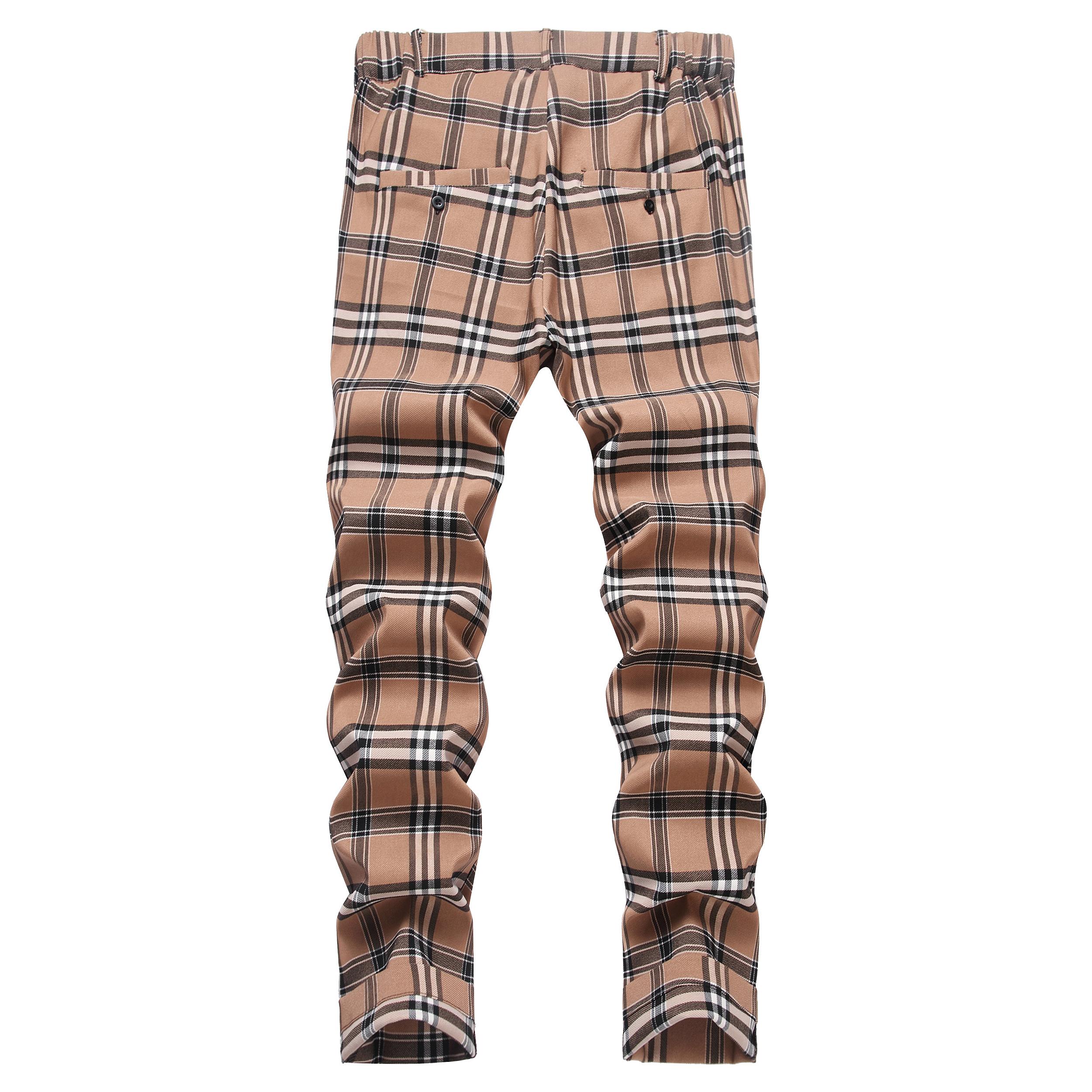 JUNBAOSS Men's 1-3 Pack Slim Fit Stretch Dress Pants Plaid Skinny Pants for Men, Straight Leg Fashion Comfort Flex Waist Pants, Mens Casual Business Golf Dress Chinos Pants SpringStatements