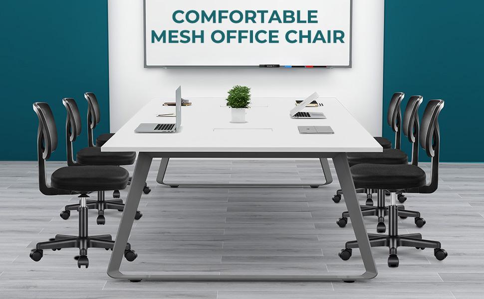 Desk Chair, Armless Computer Chair, Home Office Chairs Low-Back Mesh Task Chair Swivel Rolling Chairs No Arms for Small Space with Lumbar Support