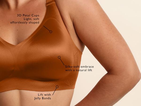 Comfelie Women Plus Size Luxury Satin Curve Pop Soft Seamless Bra No Underwire Bra Comfort Seamless Bra With Free Laundry Bag EB072