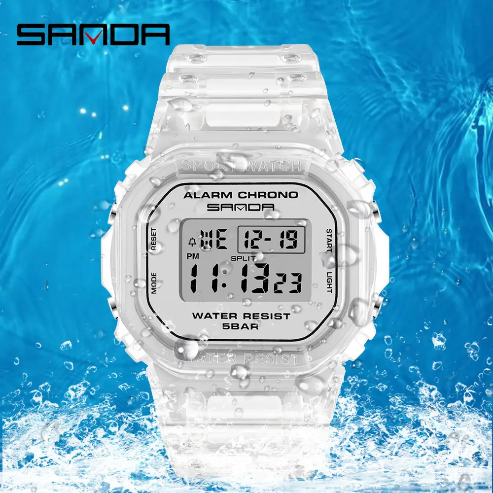 Unisex Fashion Transparent Strap Digital Dress Watch - Waterproof, Luminous, Date Display, Multifunctional, Durable, Trendy Touchscreen, Chronograph, Elegant Vintage OOTD Accessory
