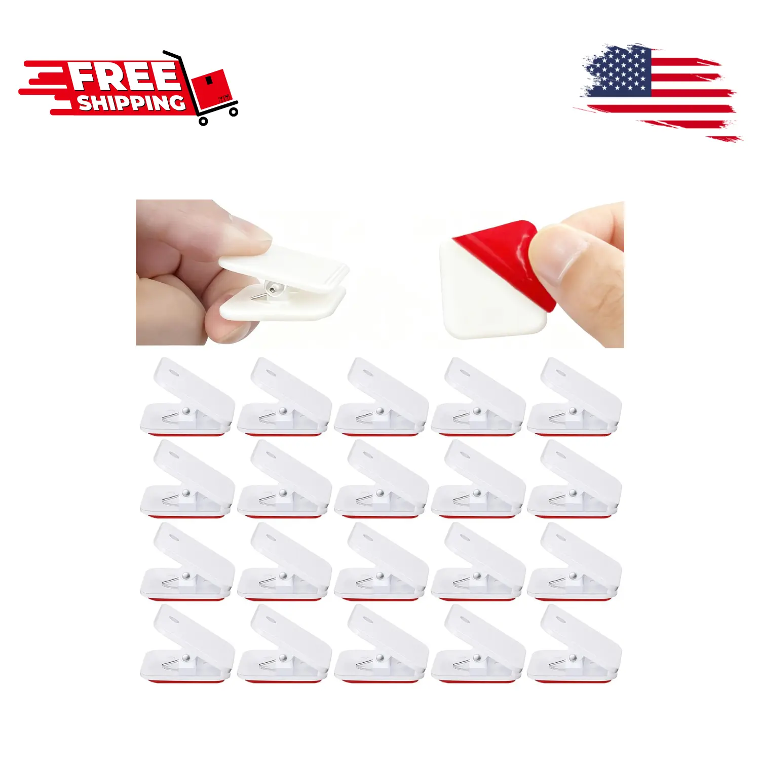 20 Pieces Self Adhesive Clips, Wall Clips,Tapestry Hangers White