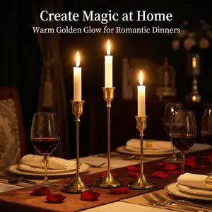 Gold Taper Candlestick Holders Set of 3 High-Quality Metal with Gold Finish for Weddings Holidays Home Settings 16cm 19cm 22cm Base 7cm Wide Anti-Scratch Velvet Pad Ideal for Romantic Dinners easter baby in bloom baby shower decoración de cumpleaños