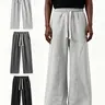 Men's Baggy Fleece Sweatpants - Thermal Lined Cotton, Skin-Soft Fabric, Drawstring Waist, Wide-Leg Drape, Relaxed Look, Machine Washable, Light Gray/Dark Gray/Black, All Seasons Menswear Bottoms for Fall & Winter Daily Wear