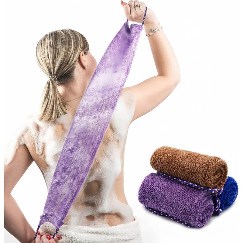 3 Pieces African Net Sponge with Handles Long African Exfoliating Net Washcloth Bath Sponge Net Cloth Wash Net Body Back Scrubber for Shower Loofah