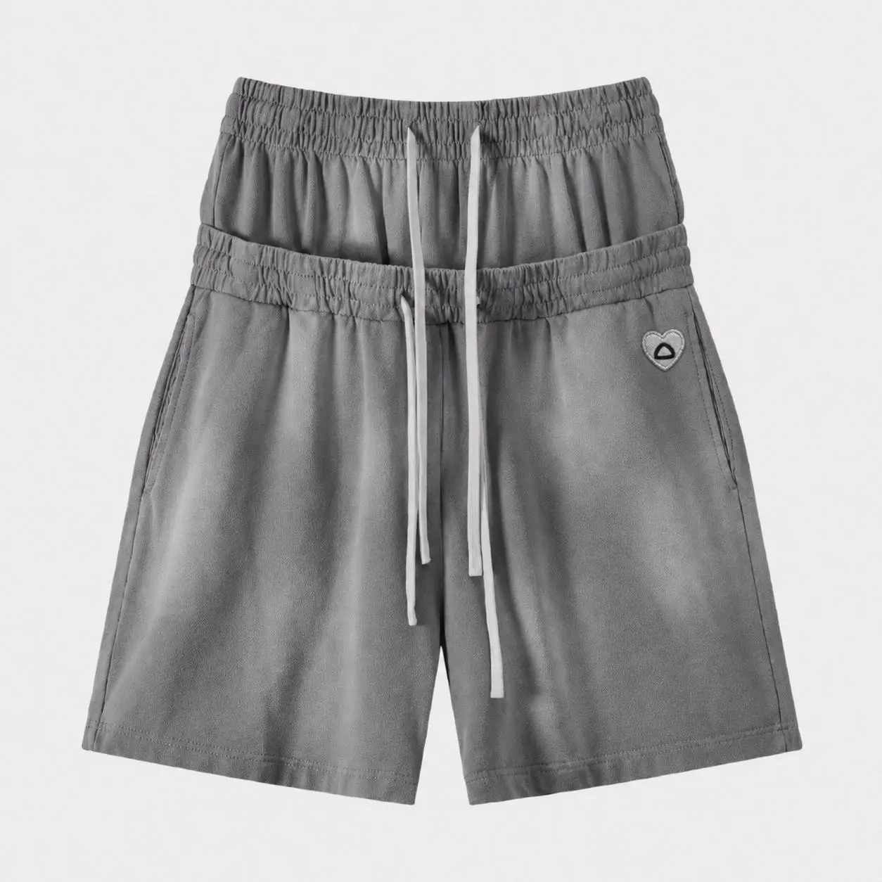 AELFRIC EDEN Men's Streetwear Baggy Fit Washed Cotton Shorts with Adjustable Double-Layer Waistband and Pockets, Fitted, Clothes, Male Clothing, Streetwear Clothing, Basic, Black Shorts, Heart, Plain, Casual, Street Wear