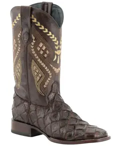 Ferrini Men's Bronco Pirarucu Print Western Boot Broad Square Toe - 43393-09