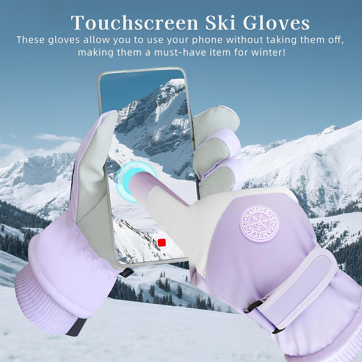 Winter Ski Gloves, Women Men Ski Gloves Thermal Warm Touch Screen,Waterproof Breathable Snowboard Gloves for Cold Weather,Thermal Warm Snow Glove for Skiing Running Cycling Hiking Driving
