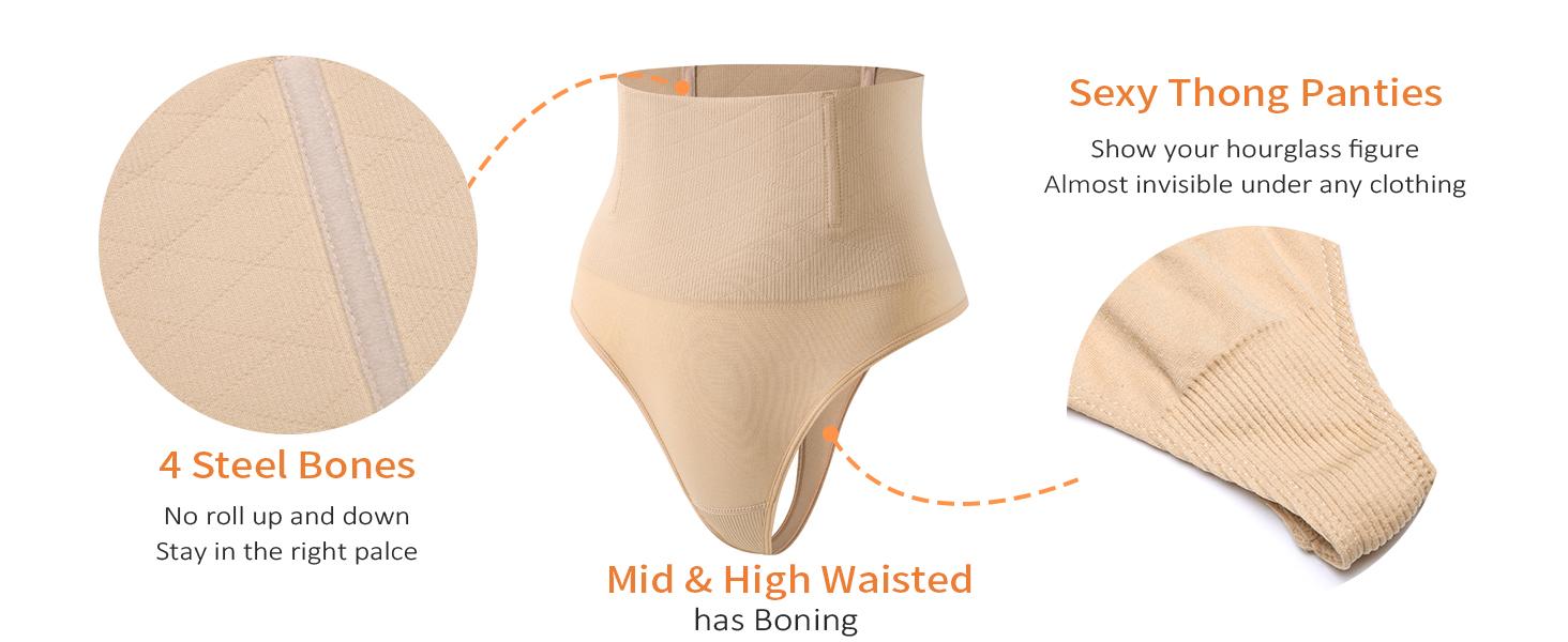 Werena Tummy Control Thong Shapewear for Women Seamless Shaping Thong Panties Body Shaper Underwear