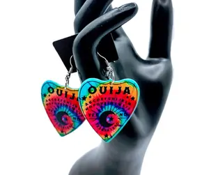 colorful tie dye Ouija earrings set , unisex dangle earrings