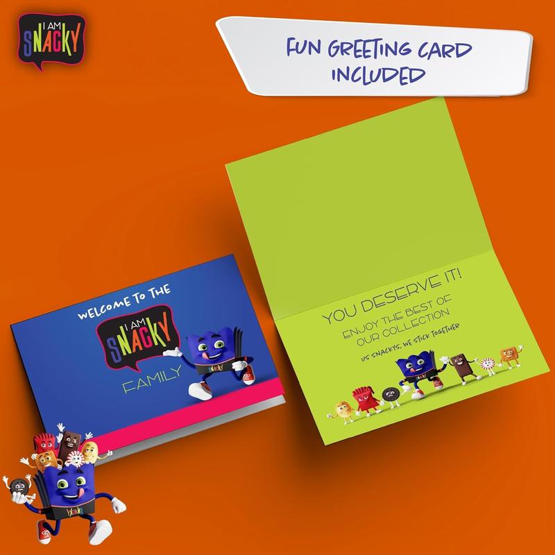 I AM Snacky - Valentines Day Snack Box Variety Pack Care Package + Greeting Card - SNACKY'S PARTY PACK (100 Count) Birthday Sweet Treats Gift Basket, Candies Chips