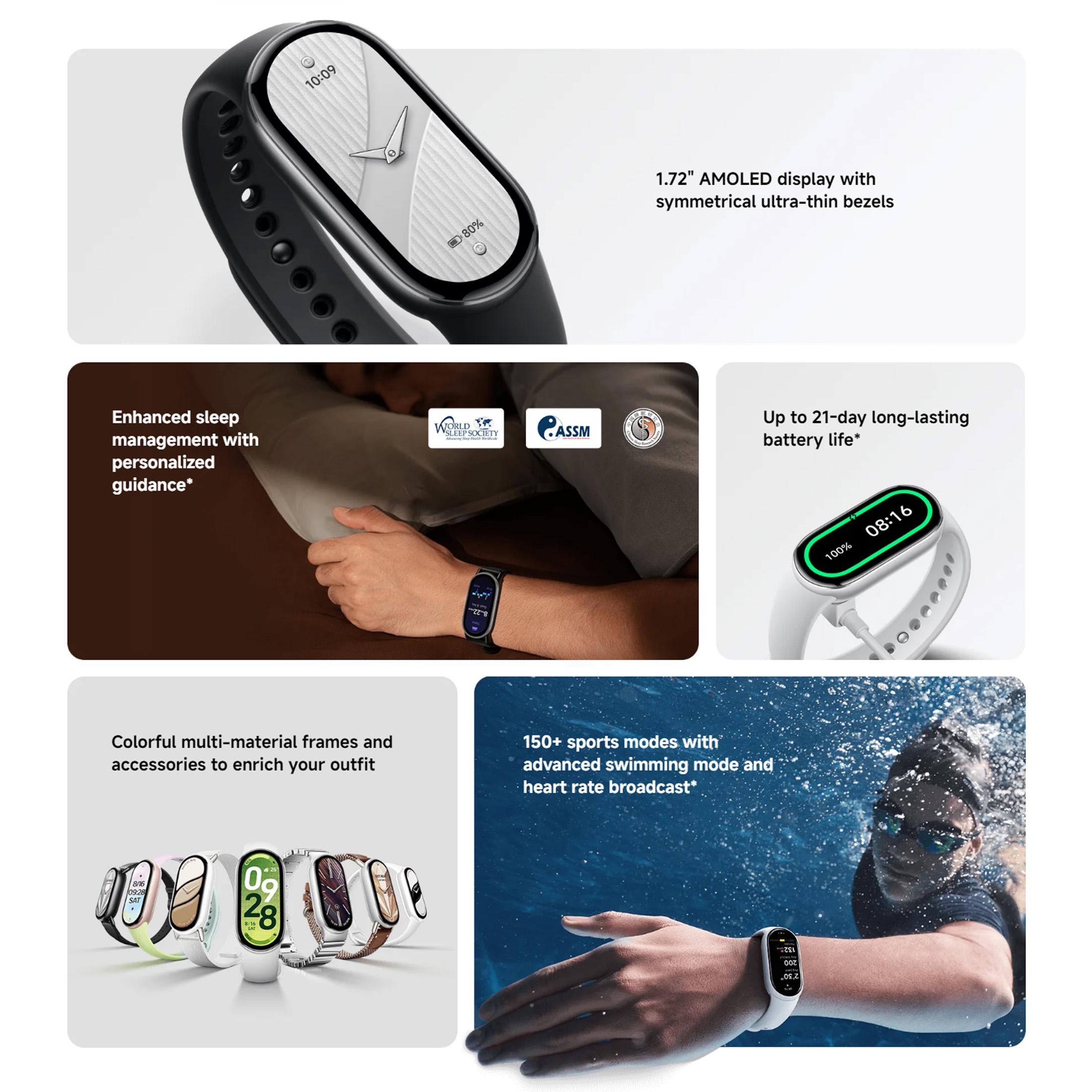 Xiaomi Smart Band 10 1.72'' AMOLED Narrow-edge Quadrilateral Display,Upgraded All-round Sleep Monitoring，Upgraded Professional Workout Analysis，Ultra-long Battery Life，Xiaomi HyperOS 2 and More Fun Function