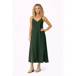 Organic Cotton Strap Dress (Forest Green)
