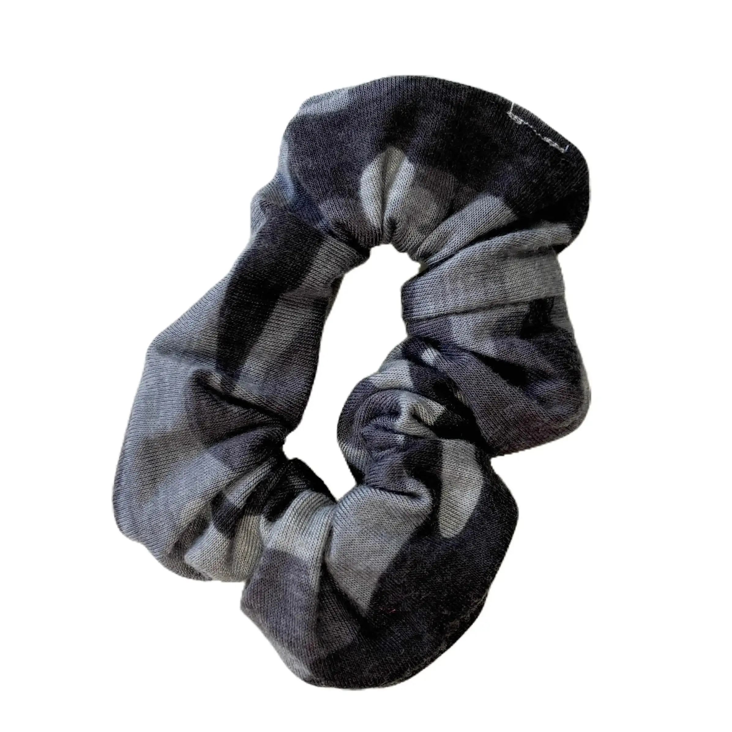 Gray Camo Handmade Scrunchies by Juelz Ann Design | One-of-a-Kind Hair Ties Soft, Stretchy, and Stylish
