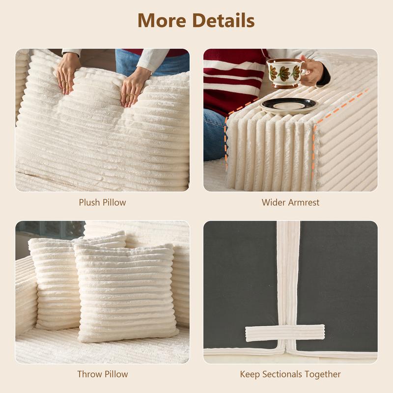 CAODOC Cloud Couch Sectional Modular Sofa, 135" Boneless Couches Sofa for Living Room, Modern Plush U Shaped Sofas Corduroy Couch Sectional with Chaise Lounge