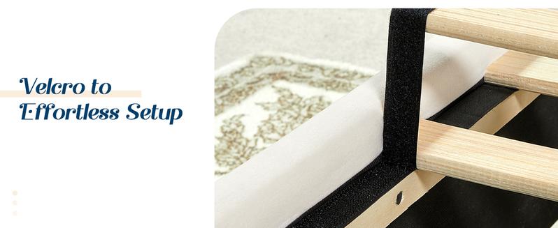 AMERLIFE Bed Frame with Sleigh Headboard, 60" Tall Velvet Upholstered Platform Bed, Handcrafted Deep Diamond Buttons and Double Pleats, No Box Spring Needed/Best Gift Ideas/Christmas Gifts