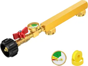 Alloxity Upgrade Propane Refill Adapter for 1 lb. Tanks, Dual Inflation Ports Adapter 20lb to 1lb Converter with Valve and Gauge, Propane Refill Elbow Adapter Fit for Coleman Flame-King Cylinder Tank