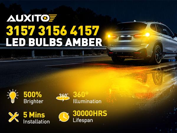 AUXITO Upgraded 7440/7443 3156/3157 1157 1156 LED Bulbs for Reverse Lights Brake Tail Light Bulbs, CANBUS Ready, 3800LM 500% Brighter White/Red/Yellow/Flashing Strobe Red included, for Backup Tail Brake DRL Turn Signal Parking Lights,Pack of 2