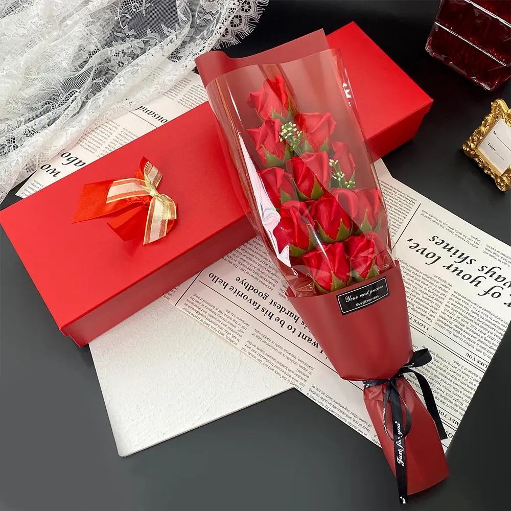Romantic Artificial Rose Bouquet Gift Box, Artificial Roses Bouquet, Fake Rose Flower Bouquet Gift for Her, Anniversary Birthday Gift for Girlfriend Wife, Valentine's Day Wedding Decoration