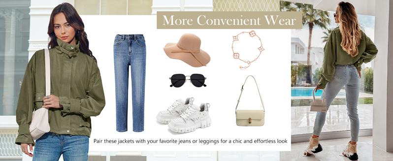 Imily Bela Womens Cropped Bomber Jacket Long Sleeve Zip Up Casual Coats Loose Fit Outerwear with Pockets