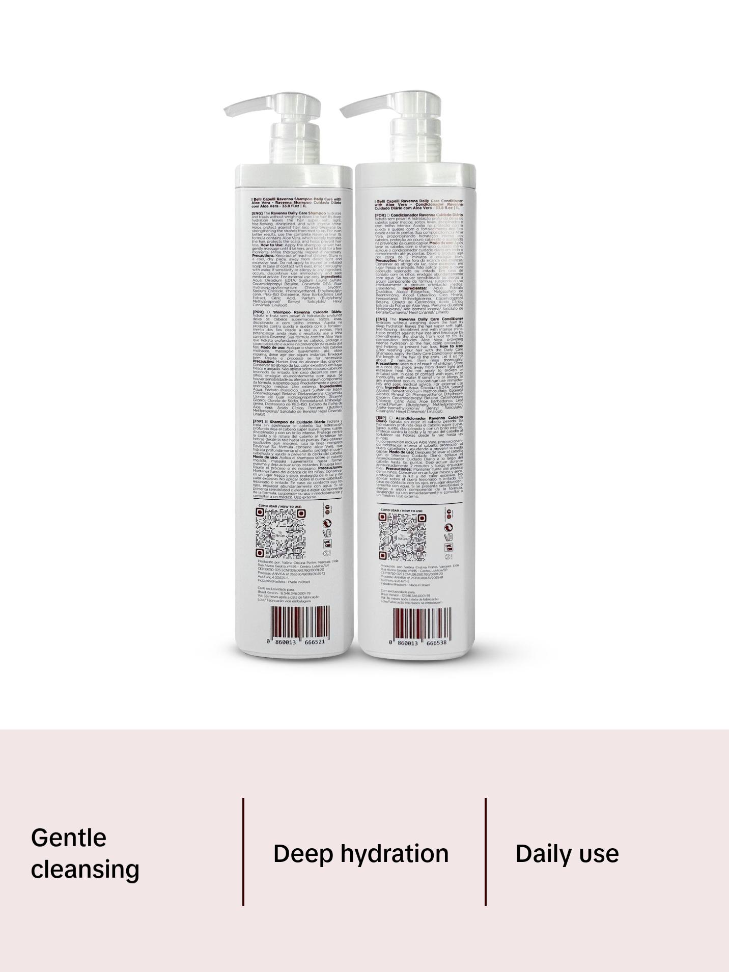 Kit I Belli Capelli Ravenna Daily Care with Aloe Vera – Shampoo + Conditioner 2x1L/2x33.8 fl.oz Cleansing Gentle Haircare Nourishing Softening Smoothing Scalp Revitalizing Solution Kit I Belli Capelli Ravenna Daily Care with Aloe Vera – Shampoo + Conditioner 2x1L/2x33.8 fl.oz Cleansing Gentle Haircare Nourishing Softening Smoothing Scalp Revitalizing Solution