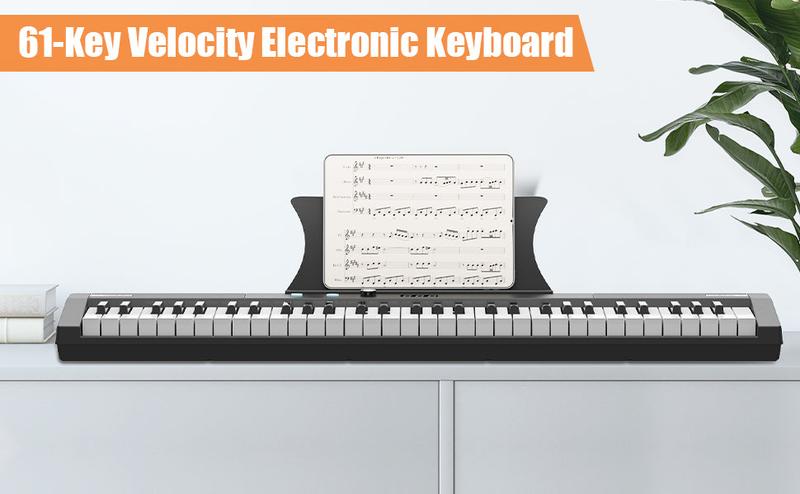 【GARVEE】61 Key Portable Keyboard Piano with Electric Semi-Weighted Keys, Built-In Speakers, Pedal, Power Supply, Digital Display, 128 Tones, Ideal for Beginners and Professionals, Perfect Gift for Birthdays or Holidays