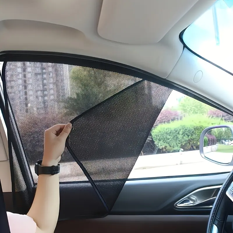 4pcs Car Front Window Sunshades, Privacy Curtain with UV-Shielding & Heat Blocking, Keep Interior Cool for Summer Driving, Portable Side Window Accessories