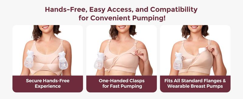Momcozy Lycra Pumping Bra Hands Free, HF055 Fixed Padding Pump Bra for Enhanced Shape, Comfort Support Pumping & Nursing Bra in One maternity  undies