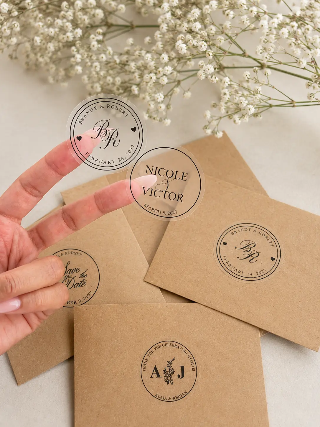 (25 Pack) Custom Wedding/Engagement Stickers (25 Pack)
