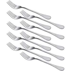Unique Bargains Stainless Steel Forks 10 Pcs Salad Dinner Fork 7 Inch Tableware Dinnerware for Dessert Eating Cooking