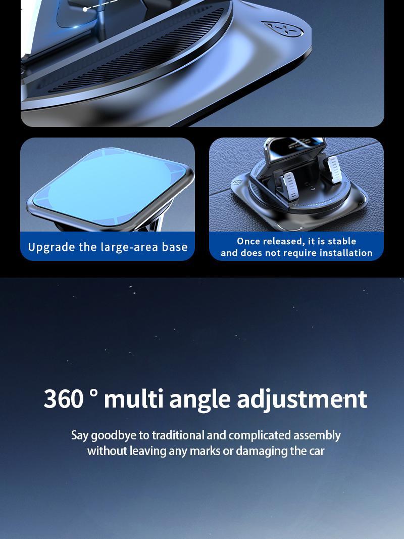 Car phone holder 360 degree rotation, suitable for car navigation in-car dashboard, horizontal and vertical screen adjustment angle, suction cup fixed non-slip mobile phone holder suitable for iPhone and Android