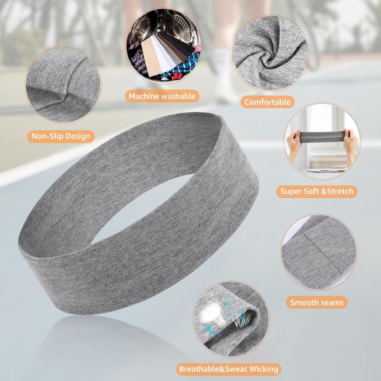 Headbands for Women Non Slip - 7PCS Fashion Sports Hair Bands for Women's  Soft Cotton Cloth Stretchy Headbands for Women for Workout Yoga Running