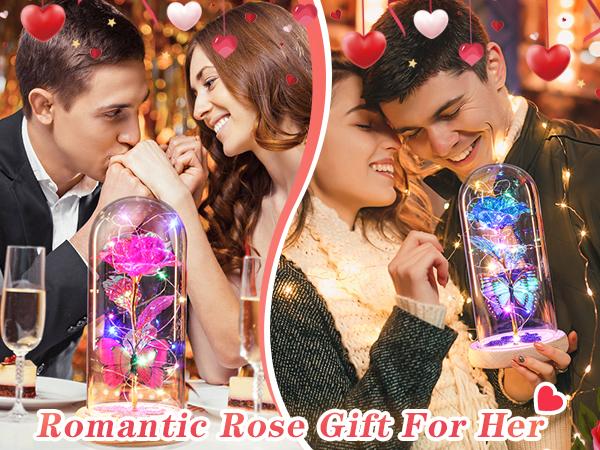 DEEMEI Birthday Gifts for Women Eternal Flower Light Up Galaxy Rose in Glass Dome with Butterfly Valentines Day Gifts for Her Mom Girlfriend Daughter DEEMEI Birthday Gifts for Women Eternal Flower Light Up Galaxy Rose in Glass Dome with Butterfly Valentines Day Gifts for Her Mom Girlfriend Daughter