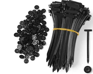 AKOO 100Pcs Nylon Universal Cable Tie Buckle,T5*90,Nylon 66 New-T Multifunctional Heavy-Duty Self-Locking Zip Ties Holder with Pin & Button Design, Plastic Cable Fixing Fasteners, UV Resistant, for Cars, Bumper Clips & Daily Repair