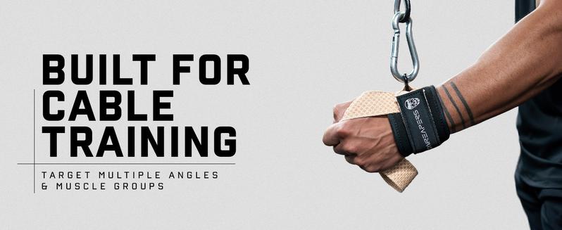 Gymreapers Griplink Lifting Straps with Cushioned Wrist Cuff 14.5" Cotton Strap Anti-Slip Silicone Beads 5mm Steel D-Ring for Free-Weight & Cable Training