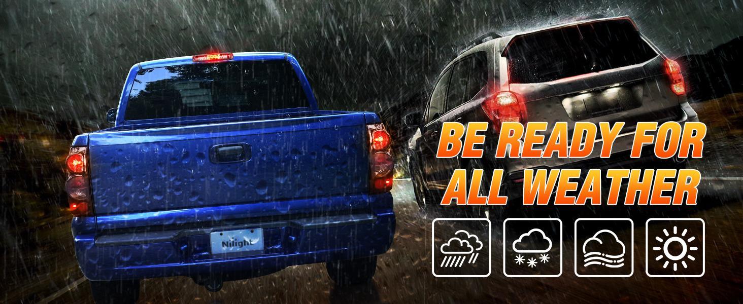 Nilight Third Brake Light Tail High Mount 3rd Stop Cargo Reverse LED Lights Red Shell for Chevy Silverado GMC Sierra 1500 2500 3500HD 2007HD Classic 1999 2000 2001 2002 2003 2004 2005 2006