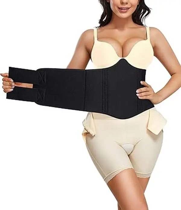 Women's Adjustable Black 360° Foam Lipo Ab Board Shapewear - Post-Liposuction Compression Wrap for Waist Tummy Support, Invisible in Post-Surgery, Abdominal Firming Solutions