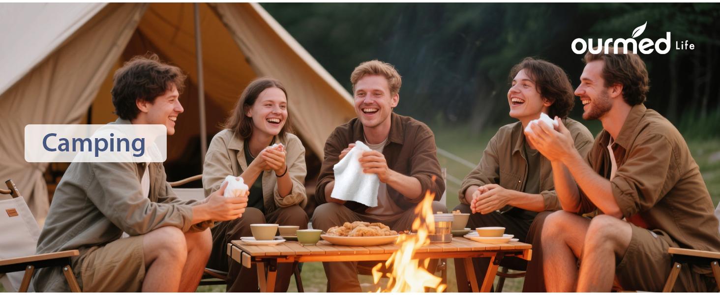 Ourmed Life Disposable Compressed Towel Tablets, Individually Wrapped Cleaning Face Towels, Quick-Expand with Water, Soft & Lint-Free, 12"x10" Bagged/boxedTravel Washcloths for Camping,Hiking & Backpacking (112/100/56 Count)