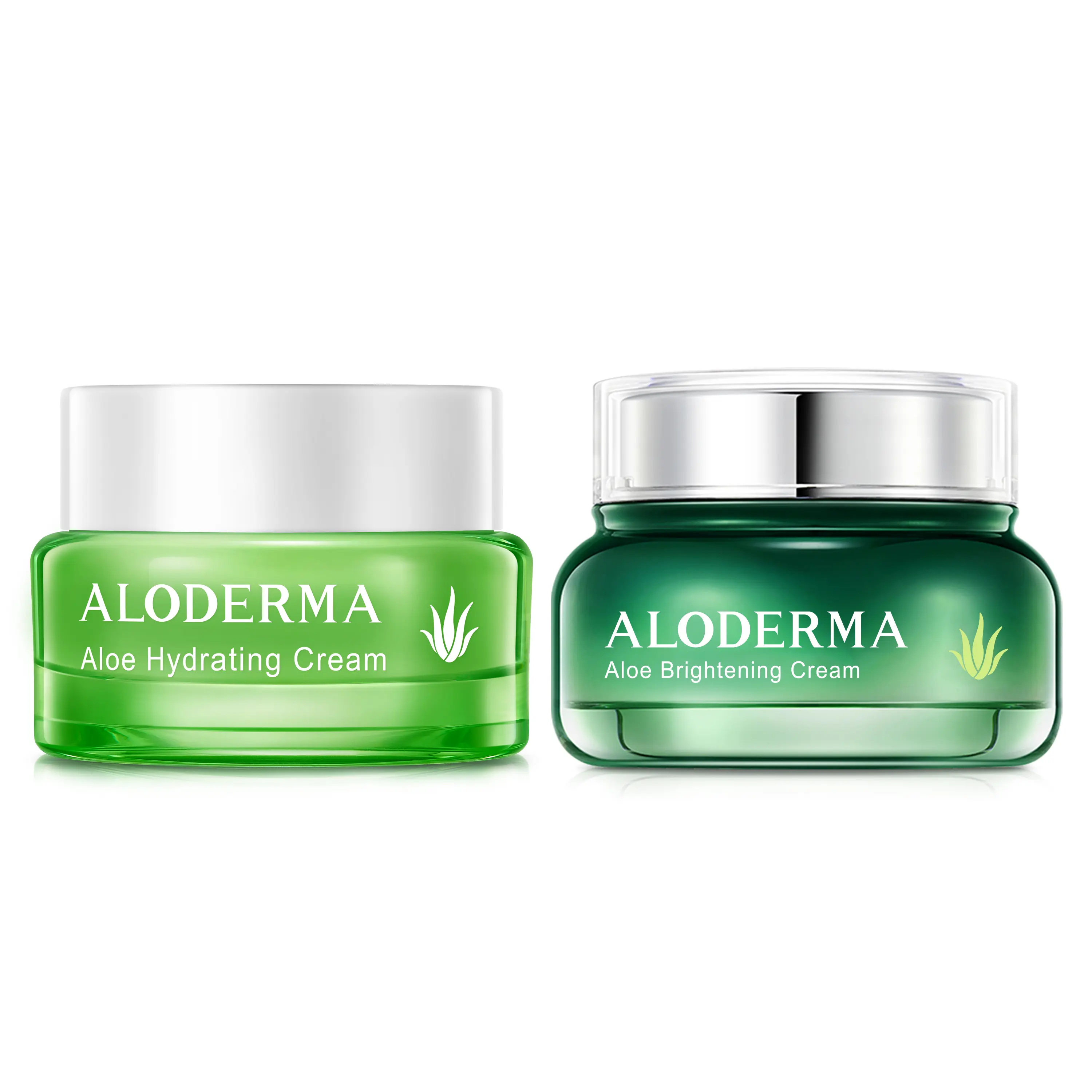 Aloderma Aloe Face Cream Set, 2 pieces - Hydrating Cream, Brightening Cream