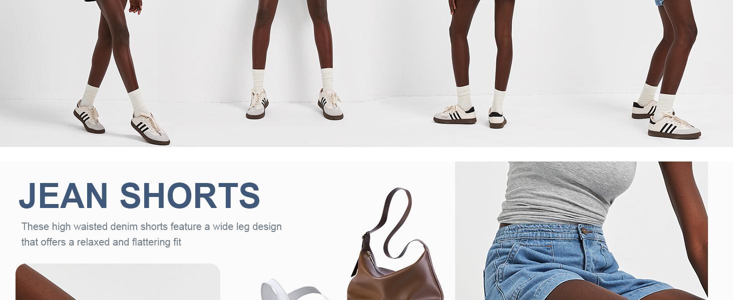 Imily Bela Women's Casual Jean Shorts High Waisted Denim Shorts Wide Leg Summer Shorts with Pockets