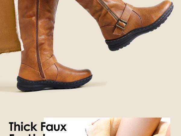 DREAM PAIRS Women's Winter Fully Fur Lined Zipper Closure Snow Knee High Boots